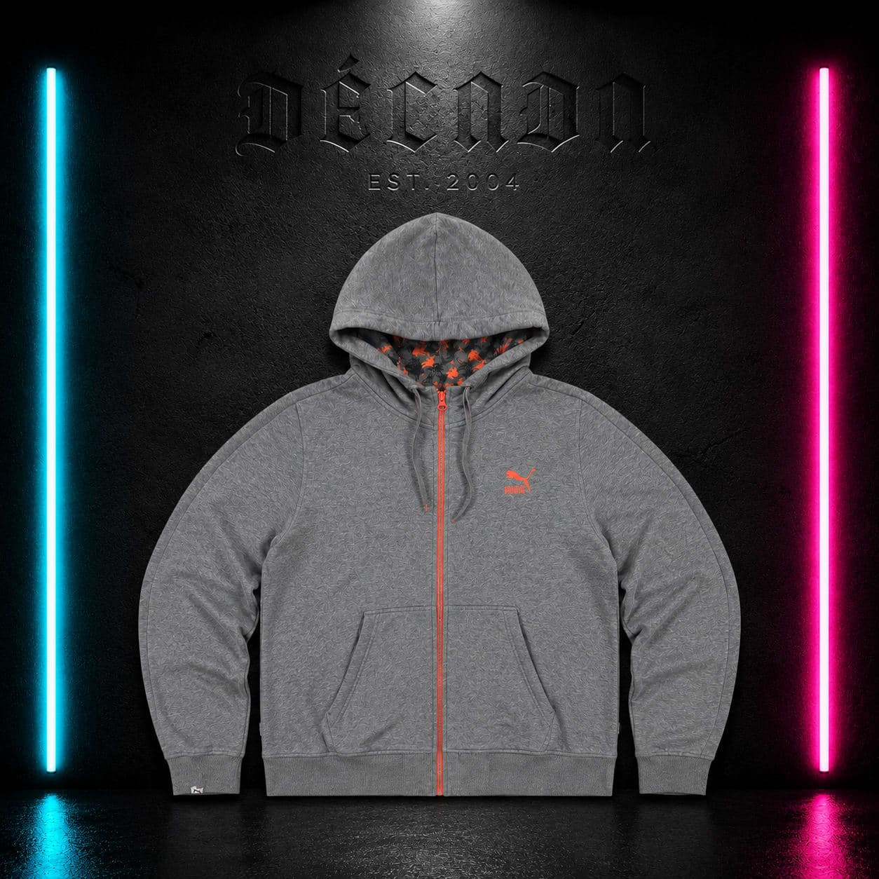 Sudadera con capucha y cremallera Puma gris, talla M