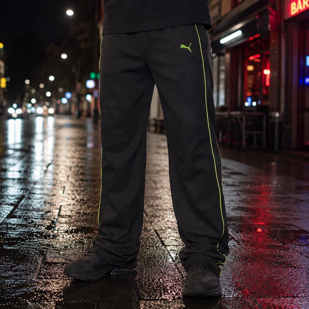 Track pant Puma negro y verde lima
