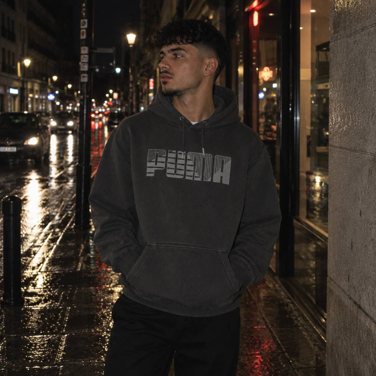 Sudadera con capucha Puma negra, talla XL
