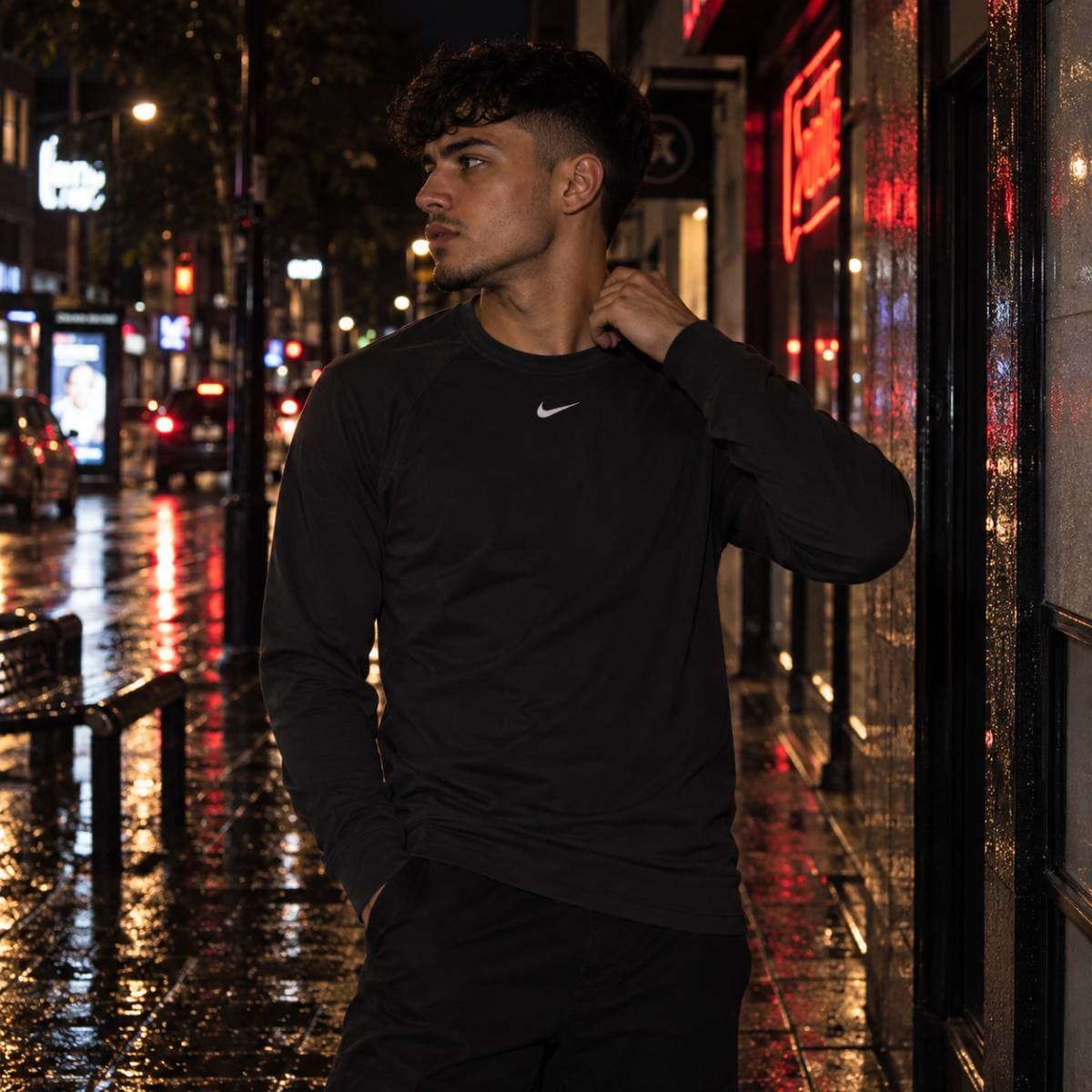 Camiseta manga larga Nike negra, talla S