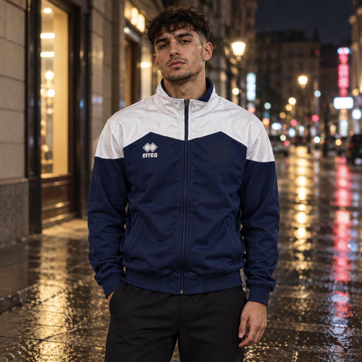 Cortavientos Erreà Pavia azul marino y blanco talla L
