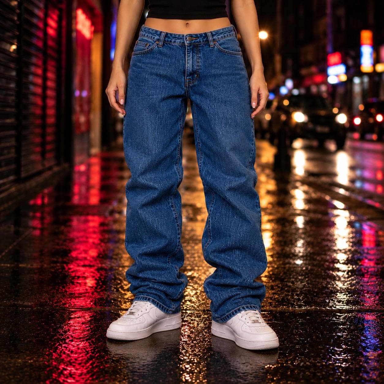 Vaquero ancho azul medio, talla 42