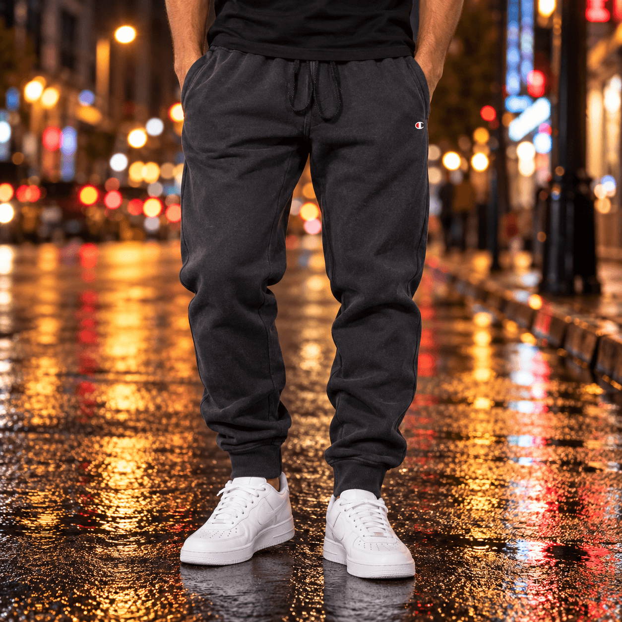 Jogger Champion negro con logo, talla S