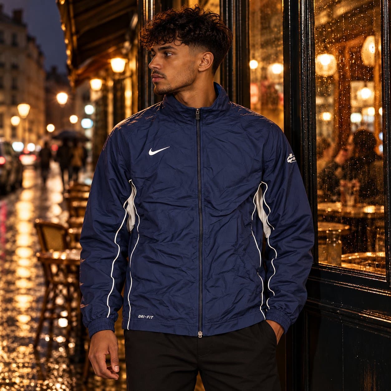 Chaqueta Nike Dri-FIT vintage azul marino con cremallera