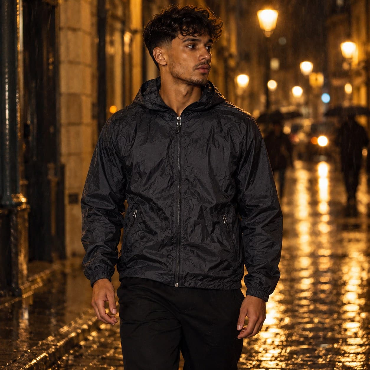 Chaqueta L.L.Bean vintage negra con capucha